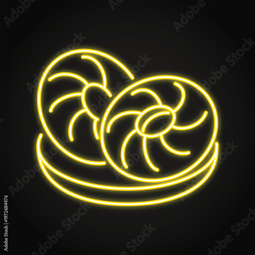 Tandoor flatbread neon icon