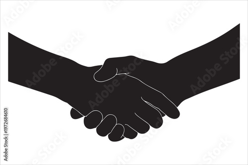 Solid black handshake icon silhouette for business agreement and trust, Handshake icon and logo silhouette, Business agreement handshake silhouette vector business agreement partnership icon design

