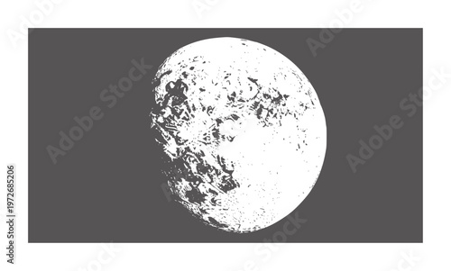 White textured moon surface against dark gray planet space celestial