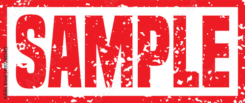 Sample red weathered rubber stamp vector element design with rough distressed ink texture isolated on blank background