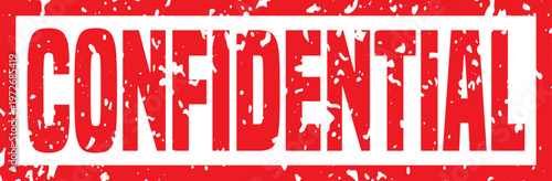 Confidential red grungy rubber stamp seal watermark illustration with worn vintage texture for official private document files