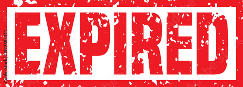 Expired red distressed rubber stamp sign mark vector with scratched rough ink texture for invalid document notices