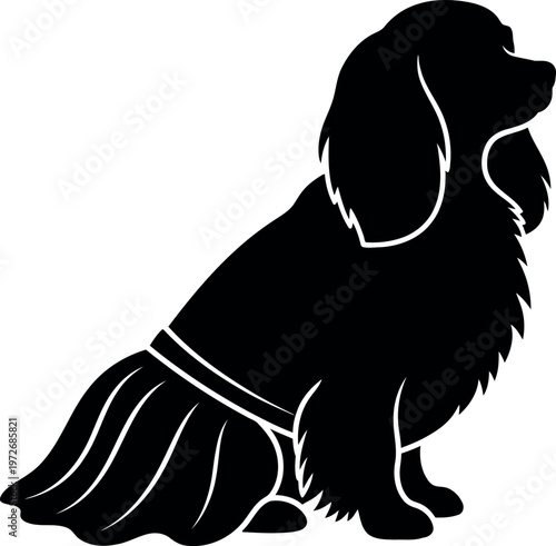 Cavalier King Charles Spaniel Silhouette Vector Isolated on White Background