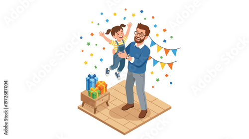 Father and son celebrate birthday.