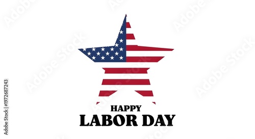 A star shaped american flag with happy labor day text