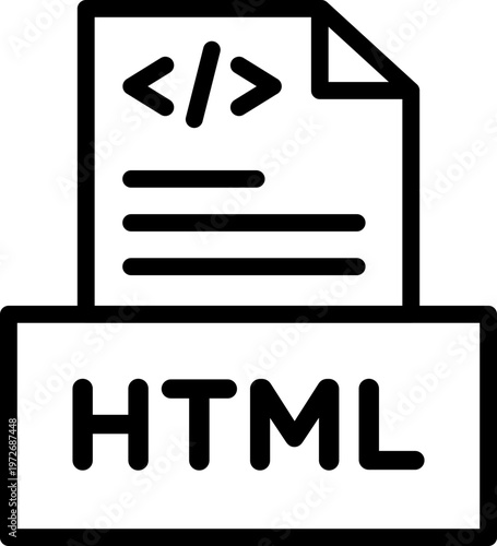 HTML File Line Icon, HTML File Minimal Icon, HTML File Outline Icon