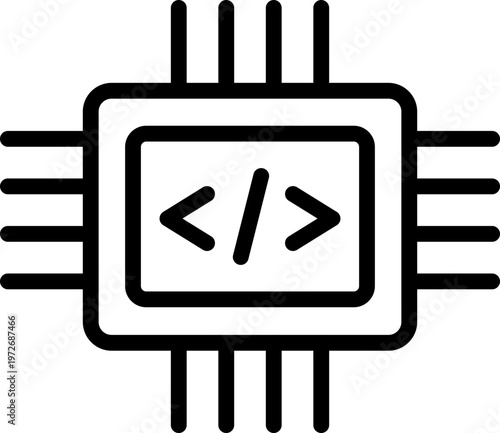 Code Processor Line Icon, Code Processor Minimal Icon, Code Processor Outline Icon