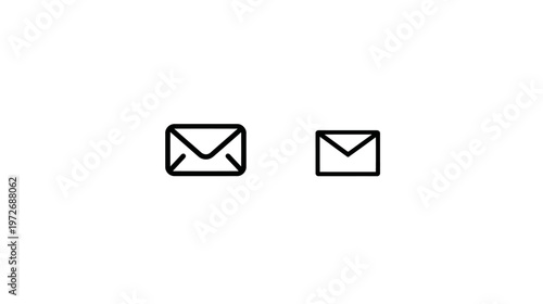 Email message outline icon set for digital communication, web design, apps, contact, and mail notification symbols.