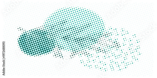 Abstract Halftone Pattern with Teal and White Dots.