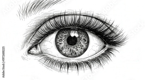 Close-Up Realistic Photo of Human Eye with Detailed Texture and Eyelashes