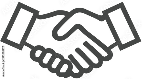 Minimalist Handshake Line Art Icon Representing Business Deal, Partnership, Agreement, Trust, and Collaboration Symbol