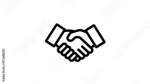 Outline Handshake Icon: Business agreement, partnership, deal, collaboration, trust, success symbol