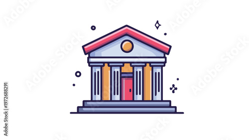 Modern Bank Flat Icon Vector Illustration on White Background