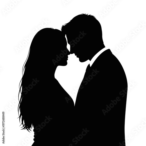 A romantic couple sharing a tender moment in a loving embrace