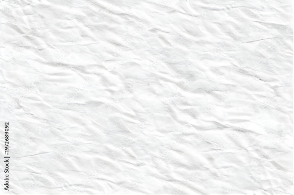 Fototapeta premium Crinkled white paper texture, rough background, wrinkled sheet, clean canvas