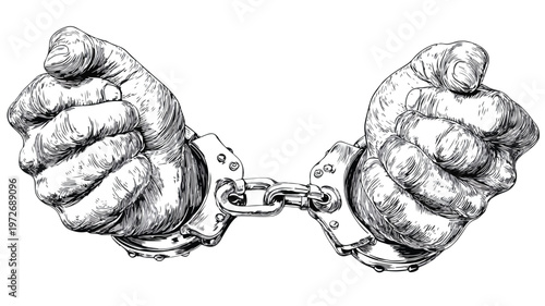 Struggle for Freedom: Hands in Broken Chains Vector Illustration
