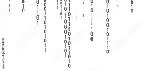 A digital background featuring cascading binary code patterns represented by zeros and ones only