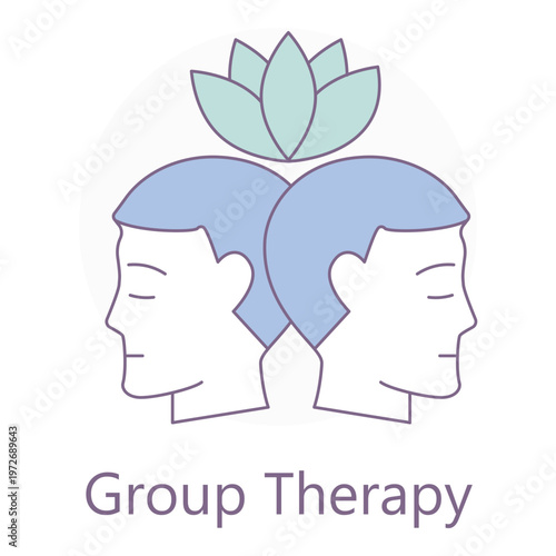 Therapy Session Monoline Icon with People Sharing Circle