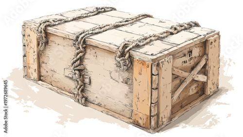 Wooden Box Package for Delivery - Wide Closeup View for Professional Presentations