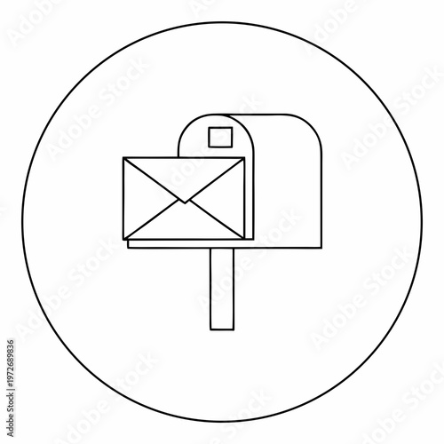 Open Mailbox Outline Vector Icon . Email Inbox Letter Delivery Line Design for Messaging & Communication