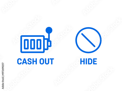 Blue Cash Out Slot Machine Icon With Hide Symbol On White Background For Gaming Concepts