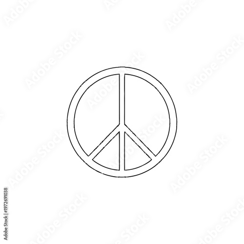 Outline peace symbol icon. Simple black and white vector illustration of global peace sign, universal emblem of harmony and love.