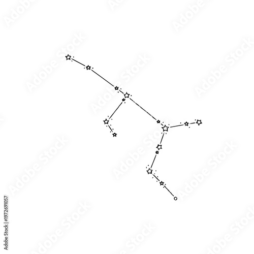 Minimalist Constellation Line Art Illustration with Stars and Connecting Lines, Celestial Design Element on White Background