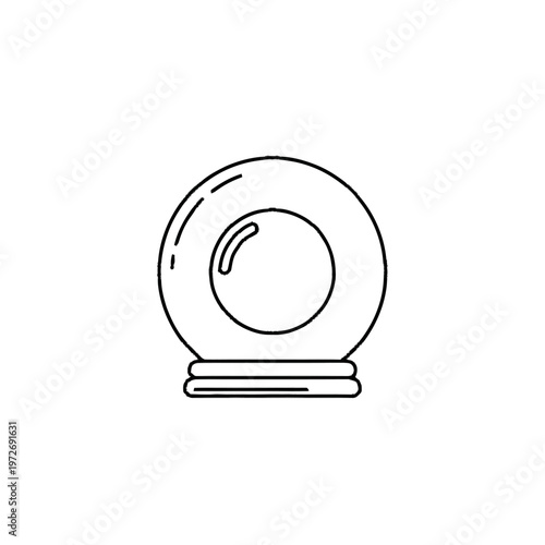 Crystal Ball Icon, Fortune Teller Predicting Future, Magic Divination Symbol, Mystical Oracle Outline Illustration