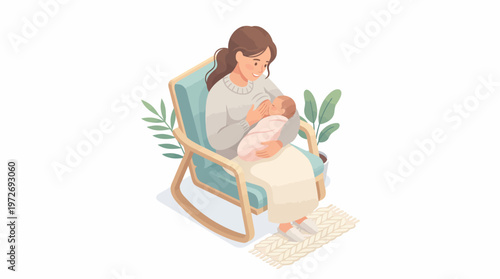 Mother Nursing Baby Comfortably.