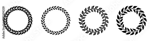 Circle floral wreath frame collection svg cut file. Isolated vector illustration.