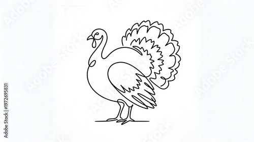 Elegant Hand-Drawn Turkey Illustration for Autumn and Thanksgiving Decorations
