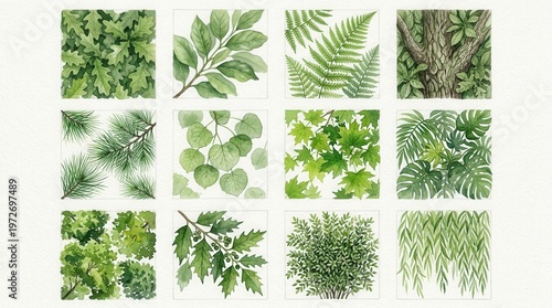 Collection of Realistic Green Leafy Plants and Foliage Photos for Nature and Gardening Themes