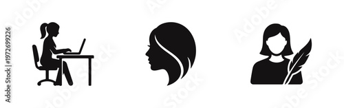 Minimalist black silhouette icons depicting a plant's lifecycle in a pot, showing healthy growth, wilting, losing leaves, and dying stages.