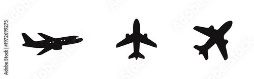 Set of minimalist black icons featuring disposable coffee cups, one with steam and another held by a hand. Perfect for cafe branding and web design.