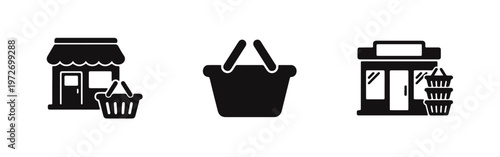 Minimalist black mug icons for coffee or tea, featuring a classic cup, a steaming hot drink, and a modern square design on a white background.