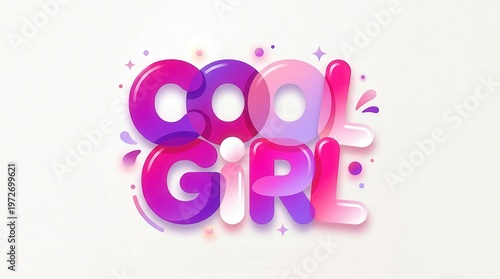 Colorful 3D Text Graphic of Girl Word in Playful Bubble Style