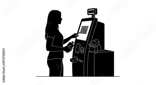 A woman standing in front of a vending machine isolated on transparent background, isolated on white background, Vector