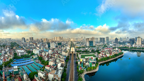 Aerial view of Hanoi city in Vietnam.