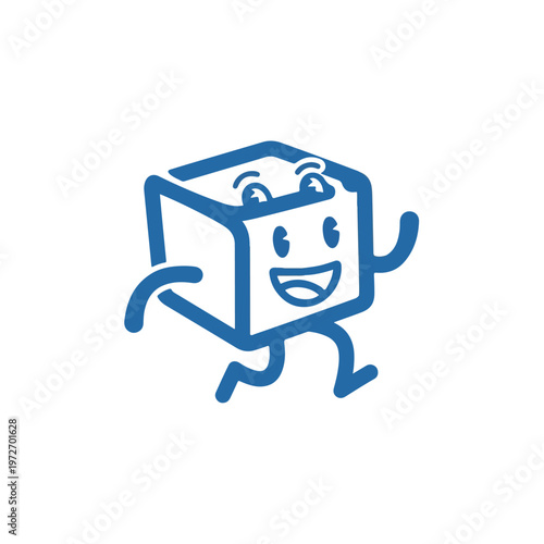 Happy Cartoon Box Character Running