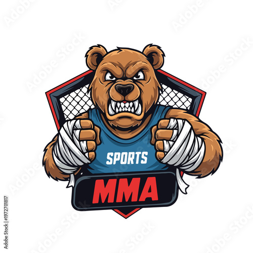 Bear MMA Mascot in Sports Gear