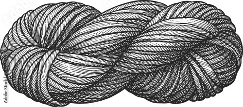 Thick Twisted Yarn Skein Intricate Fibers Craft Material Textile Detail Vintage Engraving Style