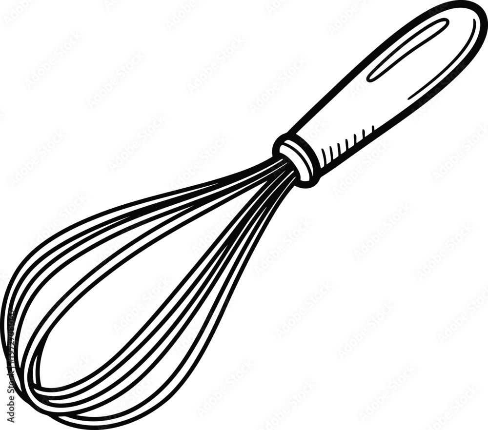 Obraz premium Wire Whisk for Baking and Cooking Kitchen Utensil for Mixing and Whisking Ingredients Isolated Illustration Style