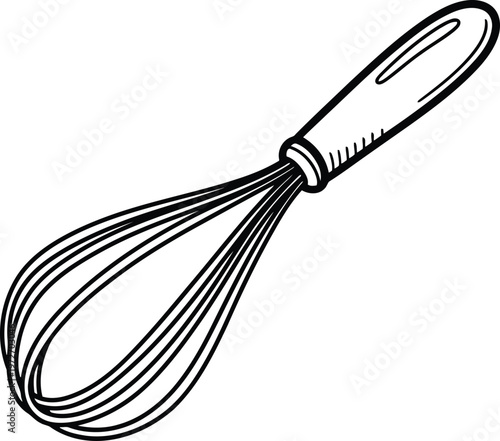 Wire Whisk for Baking and Cooking Kitchen Utensil for Mixing and Whisking Ingredients Isolated Illustration Style