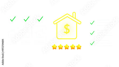 Real Estate Approval and Property Rating. Reviewing Online Mortgage Approval with Five Star Home Loan Rating and Digital Checklist  , Real Estate Financing Evaluation and Fintech Banking