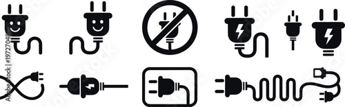 Assorted Electrical Plugs and Sockets Icons electricity