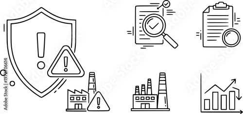 Risk Assessment icons set multiple style collection. Editable stroke
vector silhouette illustration isolated on white background 
