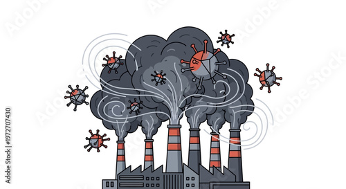 Industrial pollution and environmental damage concept.