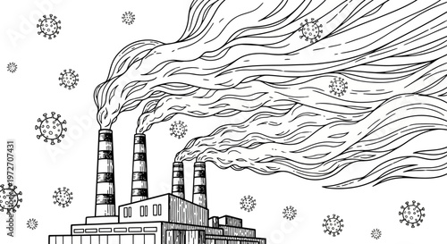 Industrial pollution and virus outbreak concept.