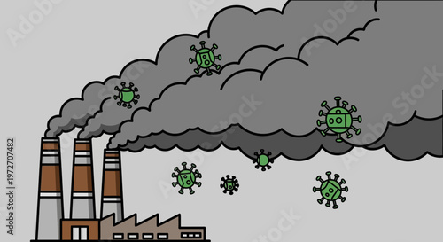Industrial pollution and virus outbreak concept.