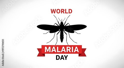 Isolated on white background malaria awareness poster with mosquito